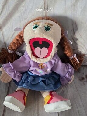 Silly Puppets Amy Peach Plush Hand Puppet Full Body Brunette Braids 16 Inch 2012